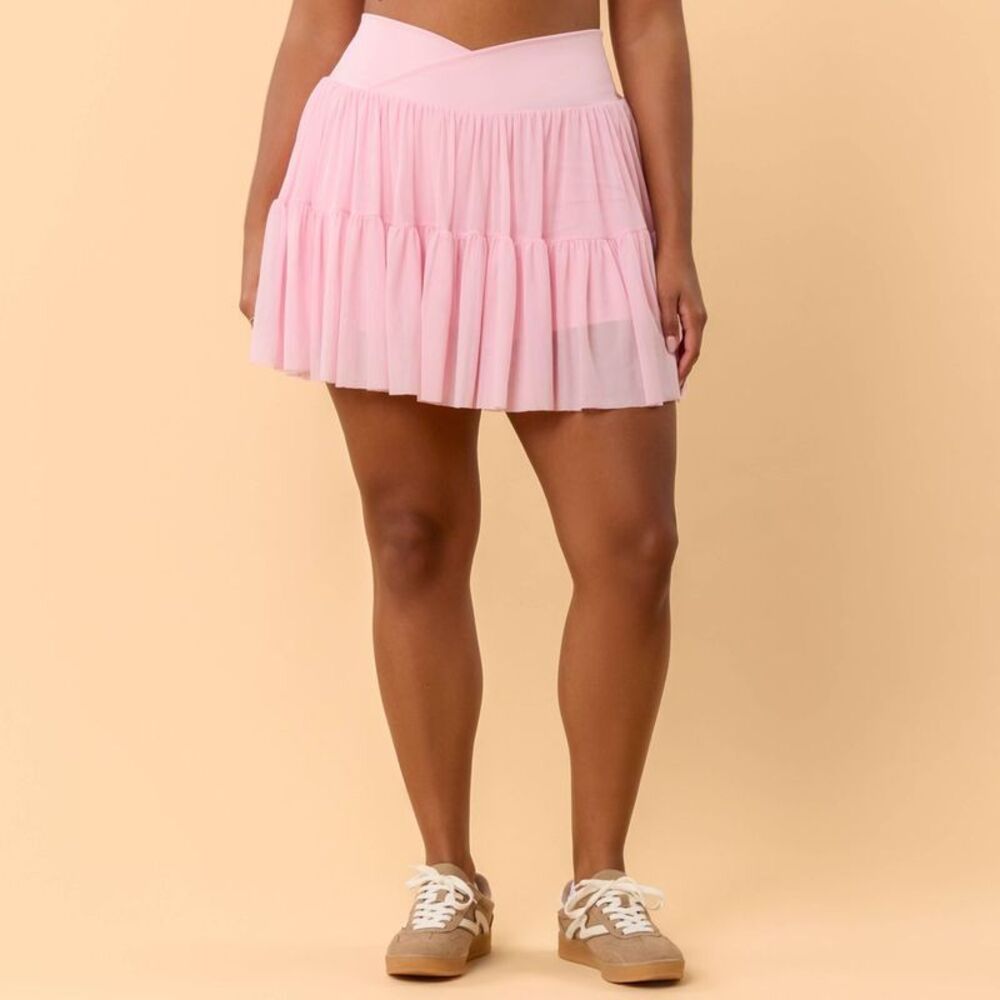 Women’s Pink Tiered Mini Shorts